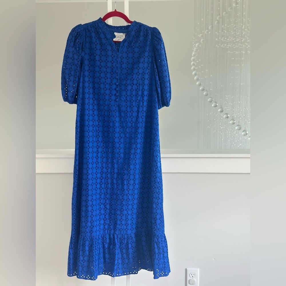 Tuckernuck Hyacinth House Vibrant Blue Eyelet Midi Dress - Picture 4 of 8
